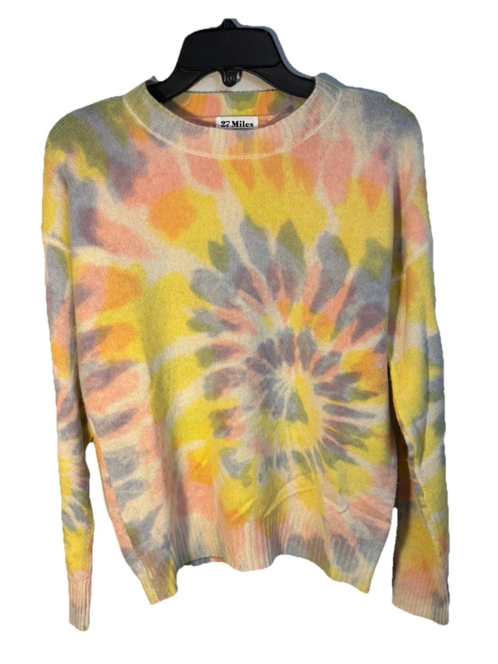 27 Miles Malibu 100% Cashmere Oversized Cozy Knit Tie Dye Pastel Sweater S